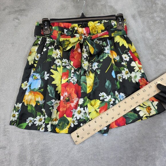 Zara Shorts Womens Medium Multicolor Floral Paperbag Belted Satin Summer - Picture 8 of 10